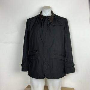 Remy Black Cotton Blend/ Leather Trim Bomber Jacket EUro Size 40